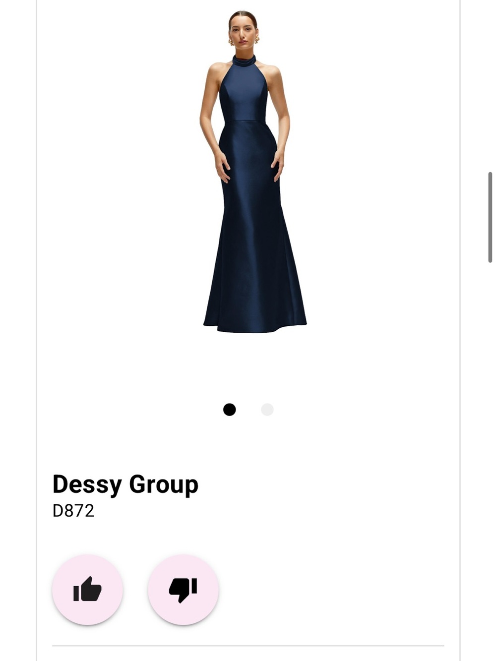 Dessy Group Navy Halter Satin Prom Dress